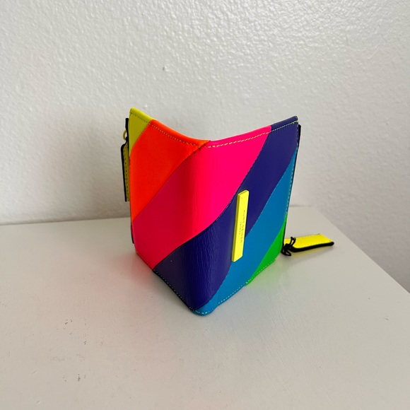 Kurt Geiger London Small  Rainbow Multi color Double zipper Wallet - Picture 11 of 13